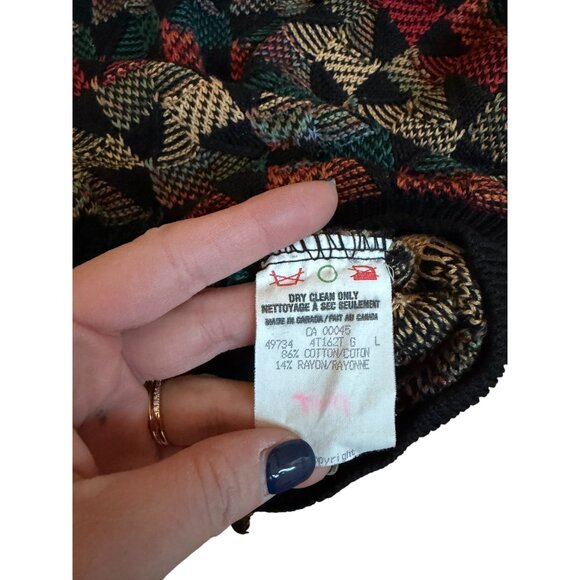 Vintage Tundra Canada Men Winter Coogi-Style Pullover Multicolor Grandpa Sweater - Picture 5 of 6